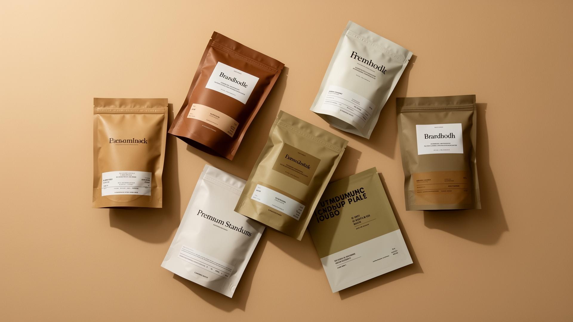 Custom printed pouches styled to show shelf appeal