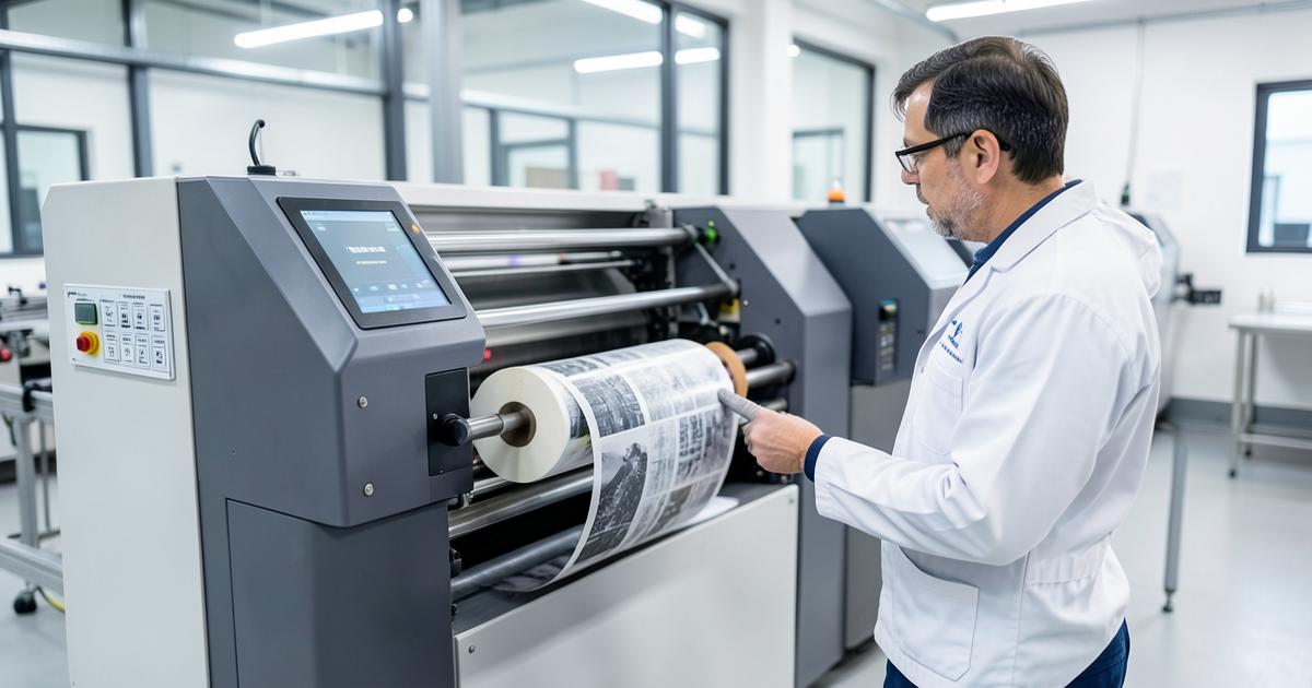 Compact digital press producing a short run of printed flexible packaging film