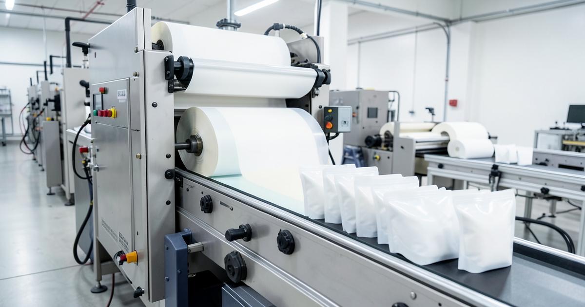 Pouch making machine forming stand-up pouches from laminated film